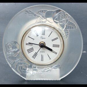 Vintage Elegance Quartz Desk/Vanity Battery Clock with Frosted Rose Design Case